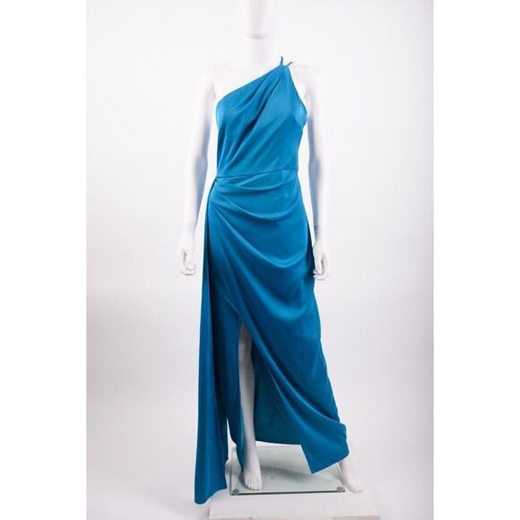 Aidan Mattox Womans Evening Gown Draped Satin One-Shoulder Size US 10 EU 42 NWT - Picture 1 of 6